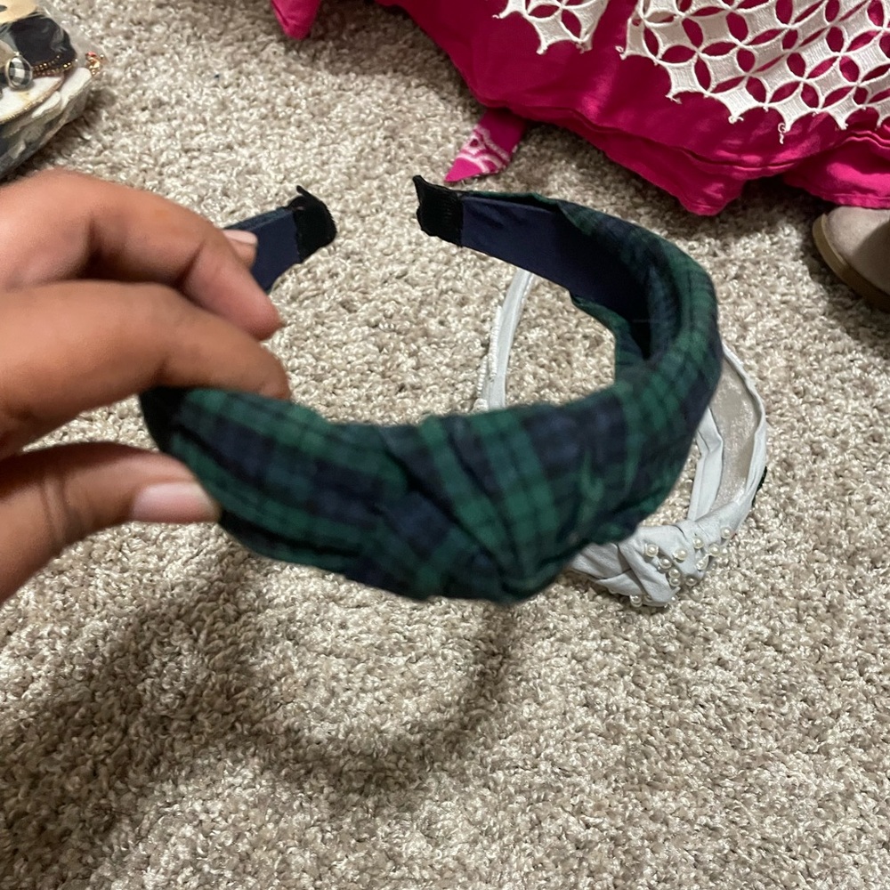 Golf Beaded Twisted Knot Headband (NWT) and Loft Plaid Twisted Headband Bundle - Picture 6 of 7